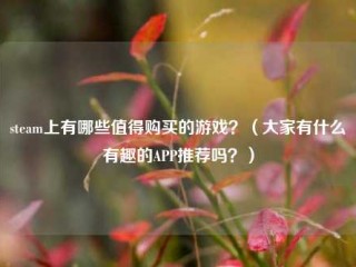 steam上有哪些值得购买的游戏？（大家有什么有趣的APP推荐吗？）