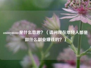 anonymous是什么意思？（请问现在年轻人都是做什么副业赚钱的？）