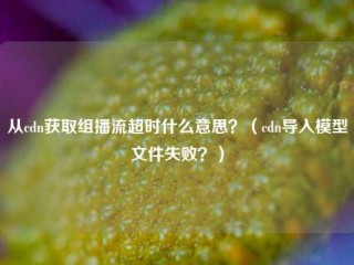 从cdn获取组播流超时什么意思？（cdn导入模型文件失败？）