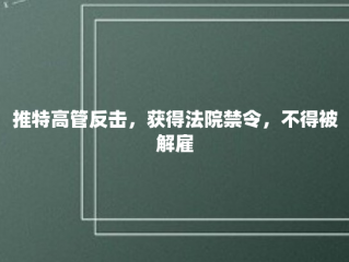 推特高管反击，获得法院禁令，不得被解雇