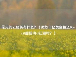 常见的云服务有什么？（微软十亿美金投资OpenAI能搅动AI江湖吗？）