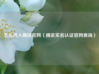 怎么进入腾讯官网（腾讯实名认证官网查询）