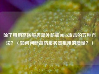 除了租用高防服务器外防御DDoS攻击的五种方法？（如何判断高防服务器租用的质量？）