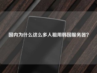 国内为什么这么多人租用韩国服务器？