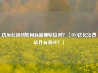 伪原创视频如何躲避抽帧检测？（SEO优化免费软件有哪些？）