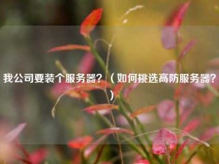 我公司要装个服务器？（如何挑选高防服务器？）