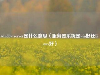 window server是什么意思（服务器系统是win好还Linux好）