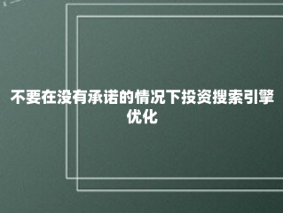 不要在没有承诺的情况下投资搜索引擎优化