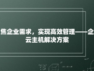 聚焦企业需求，实现高效管理——企业云主机解决方案