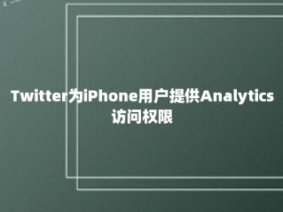 Twitter为iPhone用户提供Analytics访问权限