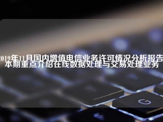 2019年11月国内增值电信业务许可情况分析报告:本期重点介绍在线数据处理与交易处理业务