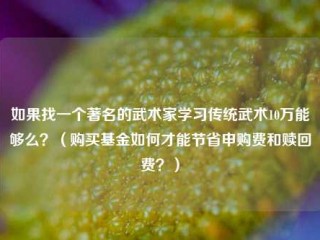 如果找一个著名的武术家学习传统武术10万能够么？（购买基金如何才能节省申购费和赎回费？）