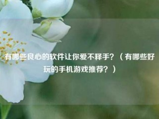 有哪些良心的软件让你爱不释手？（有哪些好玩的手机游戏推荐？）