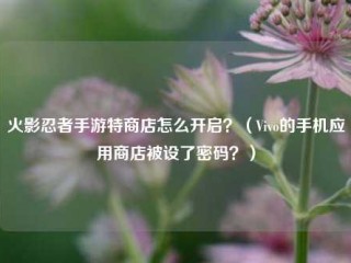 火影忍者手游特商店怎么开启？（Vivo的手机应用商店被设了密码？）