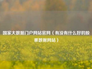 国家大数据门户网站官网（有没有什么好的股票数据网站）