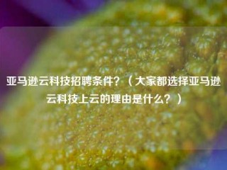 亚马逊云科技招聘条件？（大家都选择亚马逊云科技上云的理由是什么？）