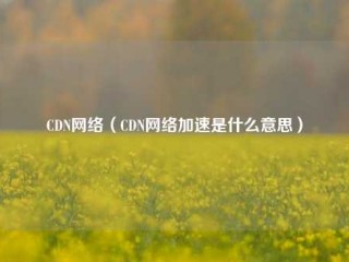 CDN网络（CDN网络加速是什么意思）