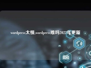 wordpress太慢,wordpress难吗2022年更新