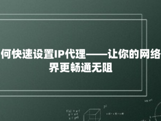 如何快速设置IP代理——让你的网络世界更畅通无阻