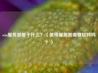 win服务器能干什么？（使用服务器需要联网吗？）