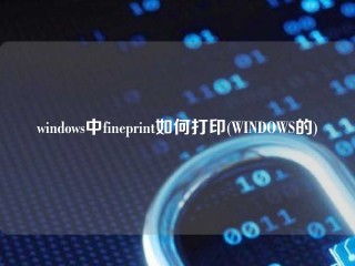 windows中fineprint如何打印(WINDOWS的)