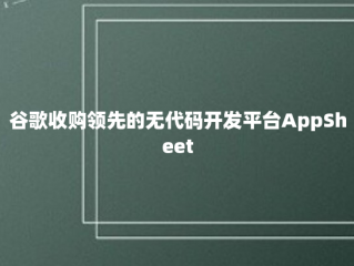 谷歌收购领先的无代码开发平台AppSheet