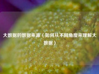 大数据的数据来源（如何从不同角度来理解大数据）