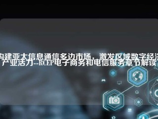 构建亚太信息通信多边市场，激发区域数字经济产业活力--RCEP电子商务和电信服务章节解读